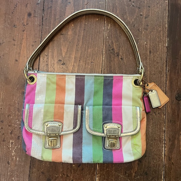 Coach Poppy Striped Sequin Legacy Bag - Picture 1 of 16